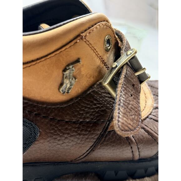 Polo Ralph Lauren VTG Dover III Men 8.5D Brown Leather Duck Boots Weatherproof main image 4